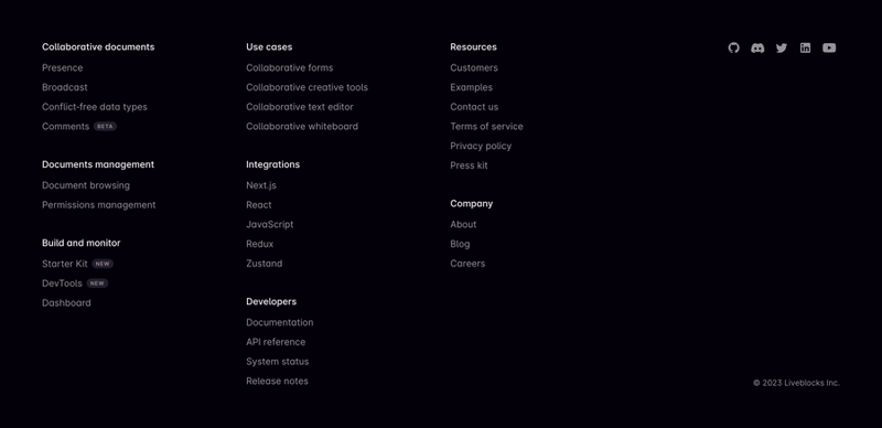 Liveblocks
				footer ui component