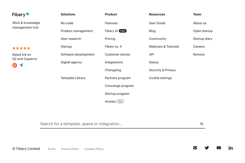 Fibery
				footer ui component