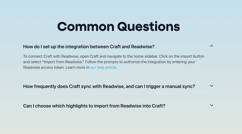 Craft
				faq ui component