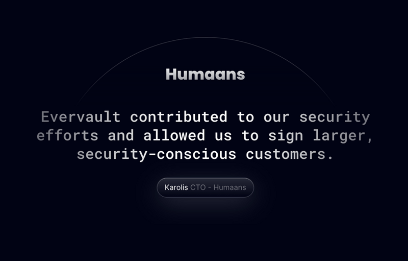 Evervault
				testimonial ui component