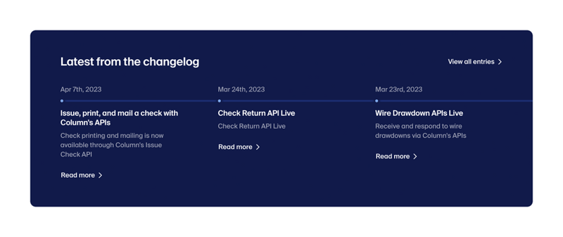 Column
				timeline & history ui component