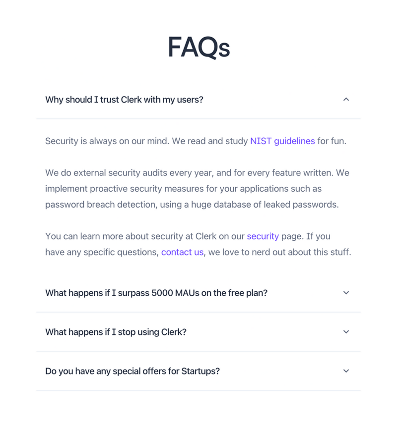 Clerk
				faq ui component