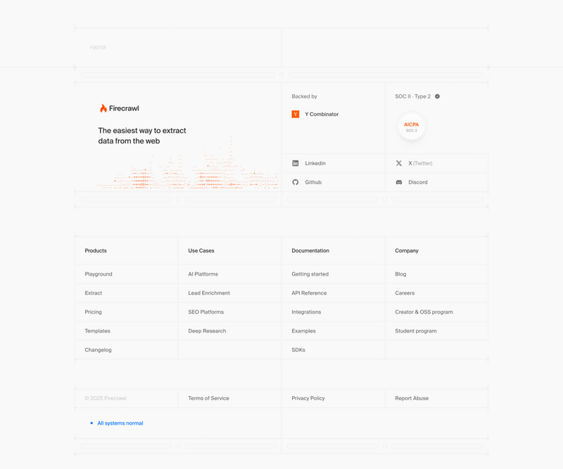 Firecrawl
				footer ui component