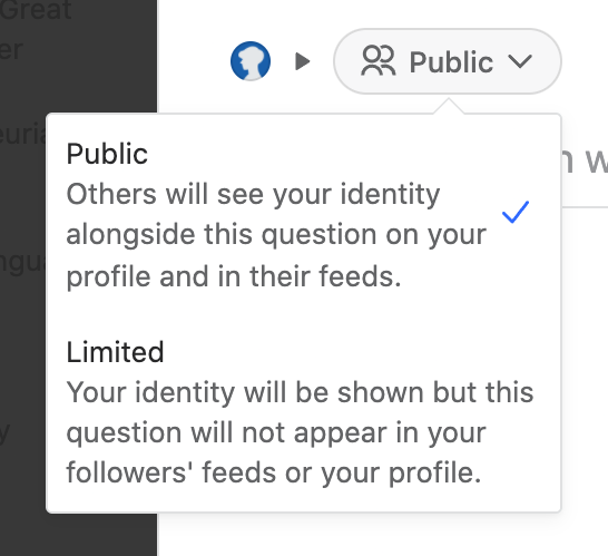 Quora
				dropdown menu ui component