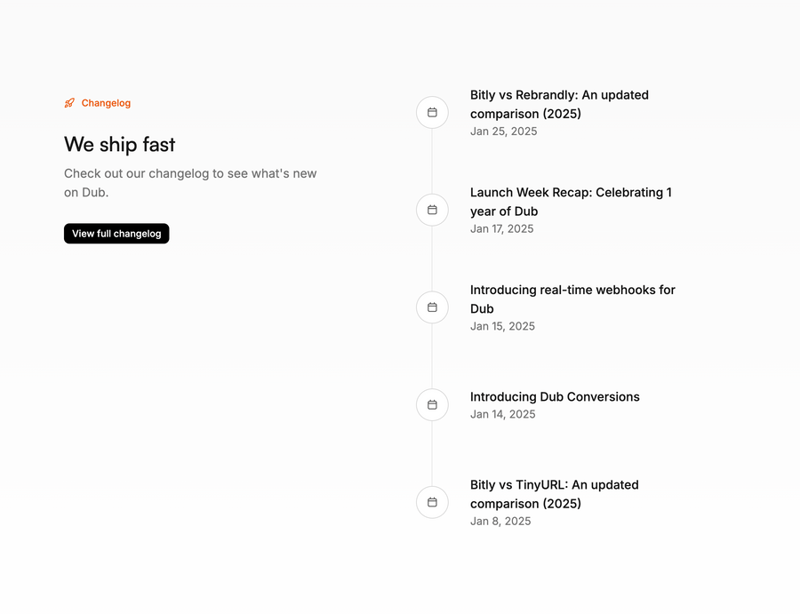 Dub
				timeline & history ui component
