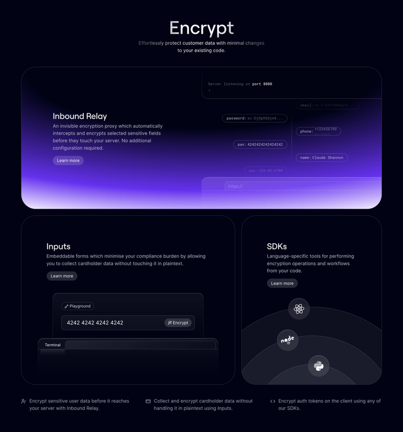 Evervault
				bento box ui component