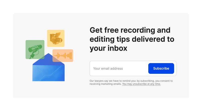 Descript
				newsletter signup form ui component