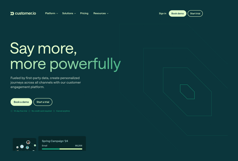 Customer.io
				hero section ui component