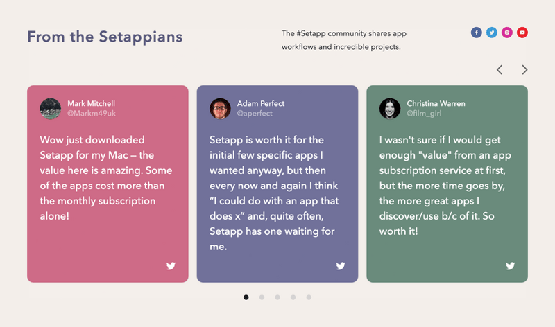 Setapp
				testimonial ui component