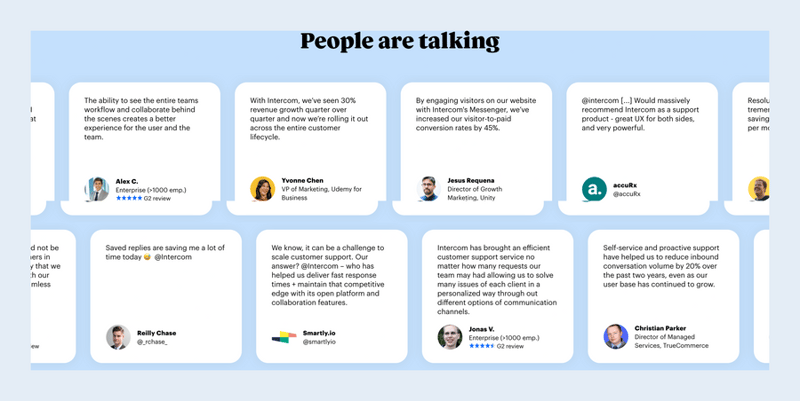 Intercom
				testimonial ui component