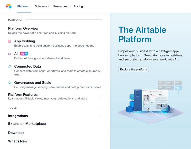 Airtable
				flyout menu ui component