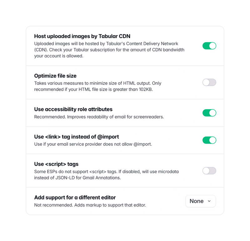 Tabular
				toggle/switch ui component
