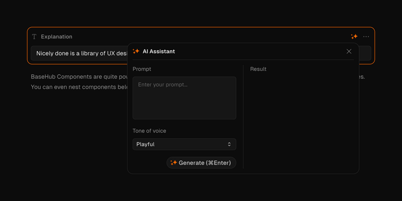 Basehub
				artificial intelligence ui component