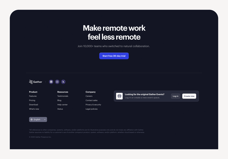 Gather
				footer ui component
