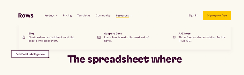 Rows
				flyout menu ui component