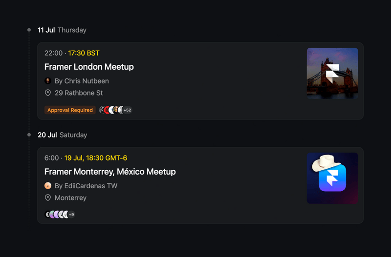 Framer
				timeline & history ui component