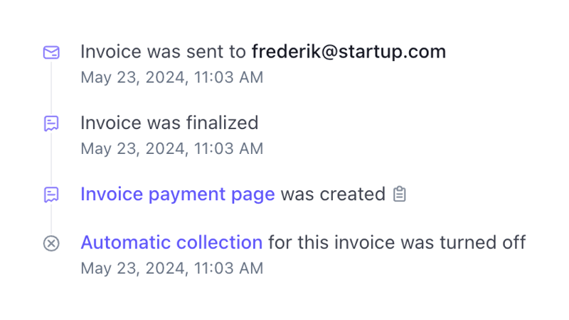 Stripe
				timeline & history ui component