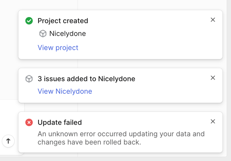 Linear
				notification toast ui component