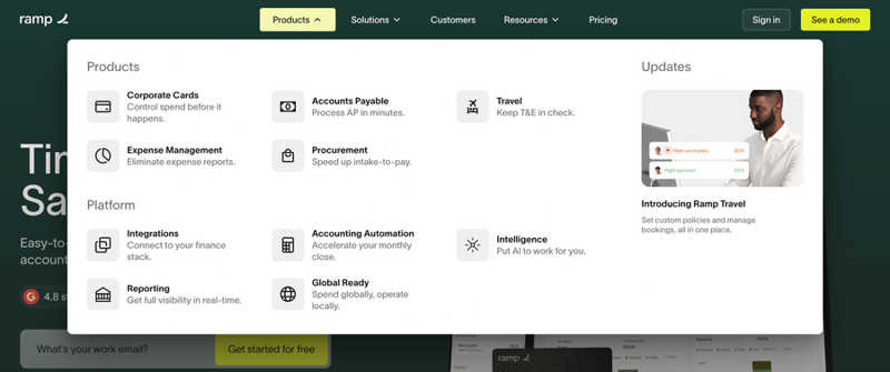 Ramp
				flyout menu ui component