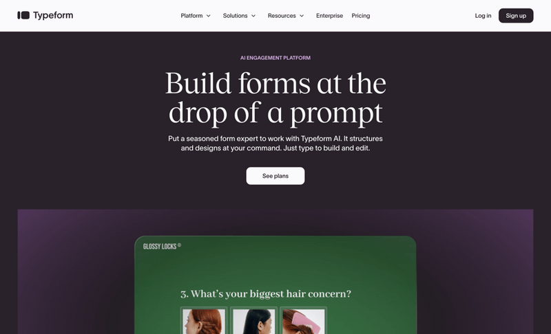 Typeform
				hero section ui component