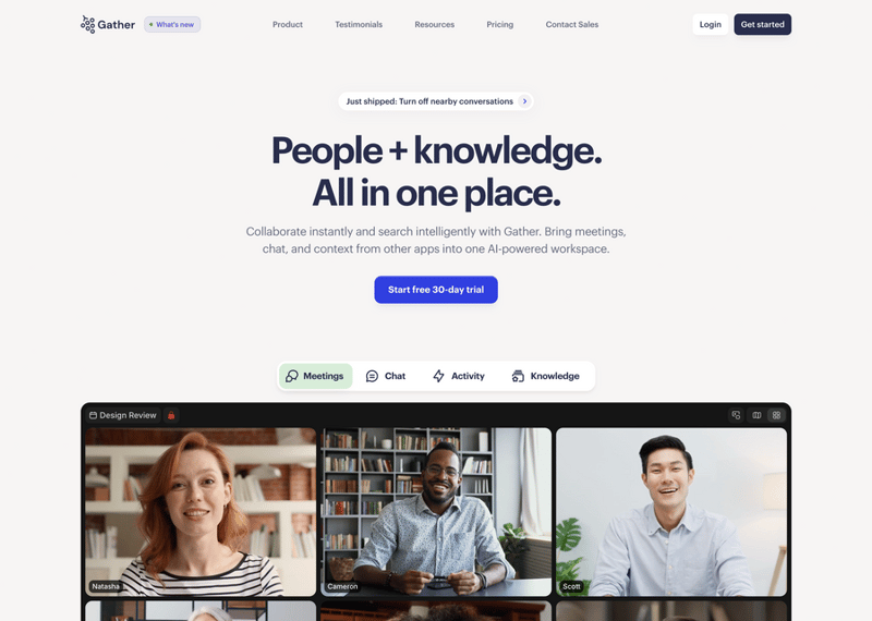 Gather
				hero section ui component