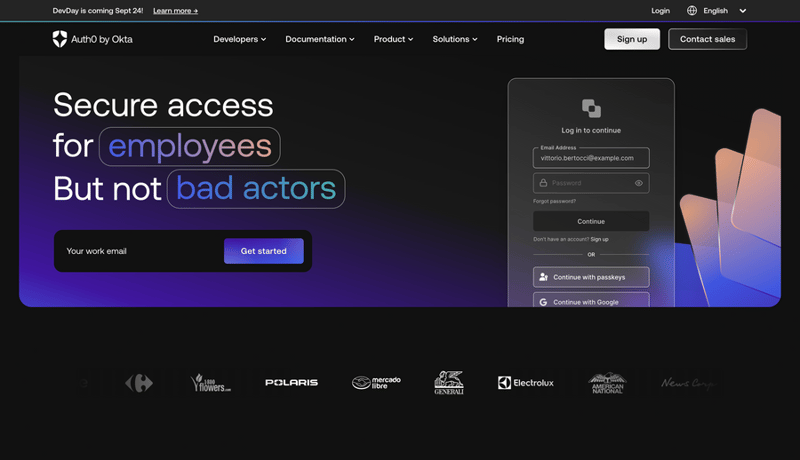 Auth0
				hero section ui component