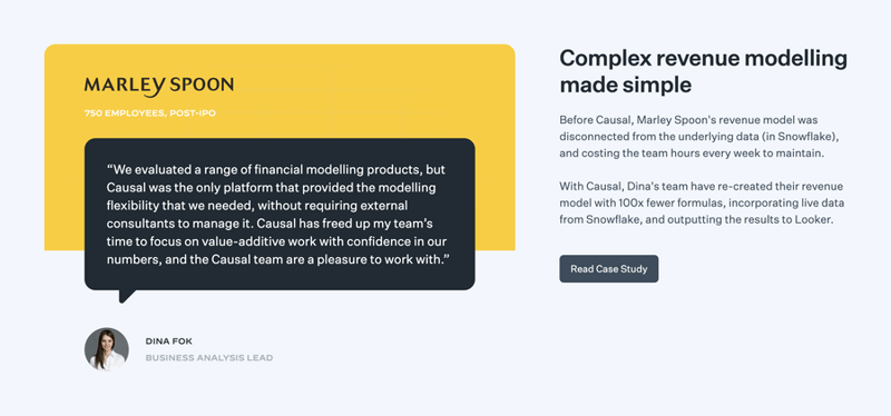 Causal
				testimonial ui component