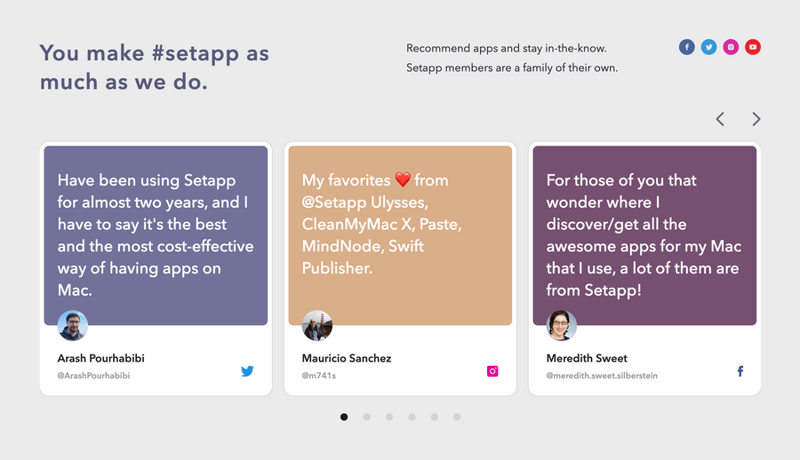Setapp
				testimonial ui component