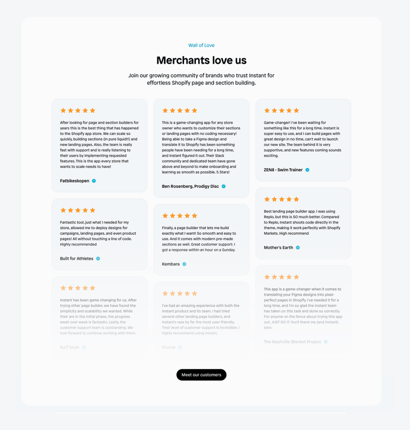 Instant
				testimonial ui component