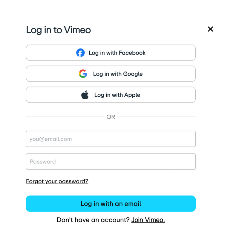 Vimeo
				social login button ui component