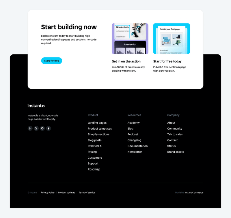 Instant
				footer ui component