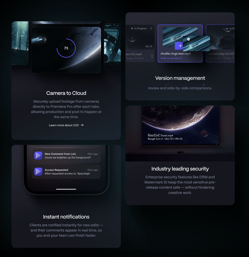 Frame.io
				bento box ui component