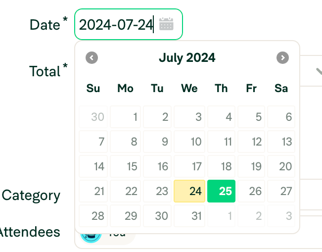 Expensify
			grid form date picker ui component
