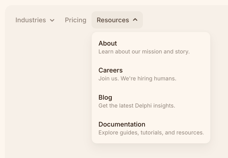 Delphi
				flyout menu ui component