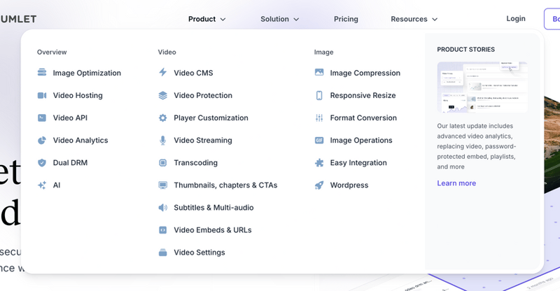 Gumlet
				flyout menu ui component