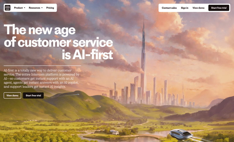 Intercom
				hero section ui component