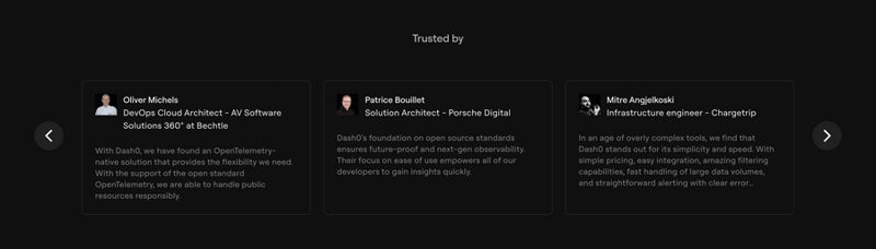 Dash0
				testimonial ui component