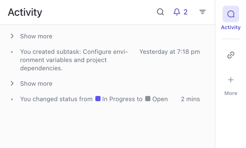 ClickUp
				timeline & history ui component