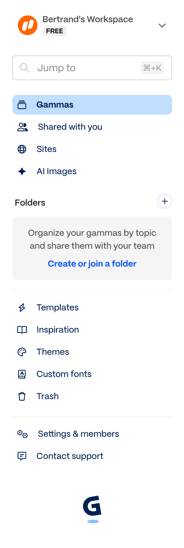 Gamma
				vertical navigation ui component