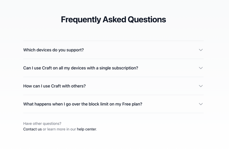 Craft
				faq ui component