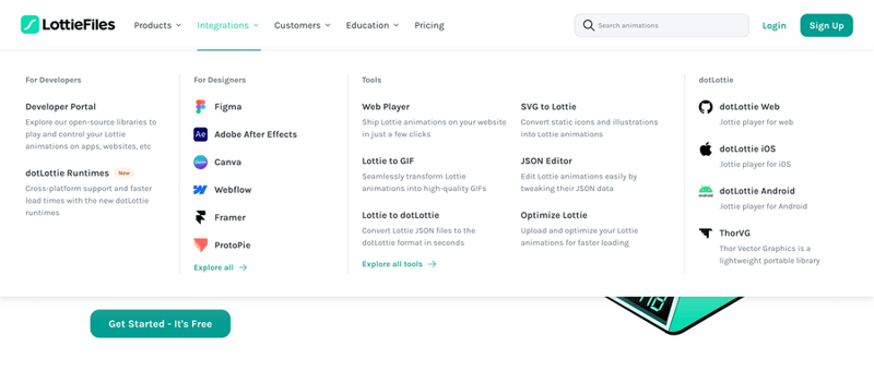Lottie
				flyout menu ui component