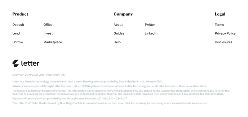 Letter
				footer ui component