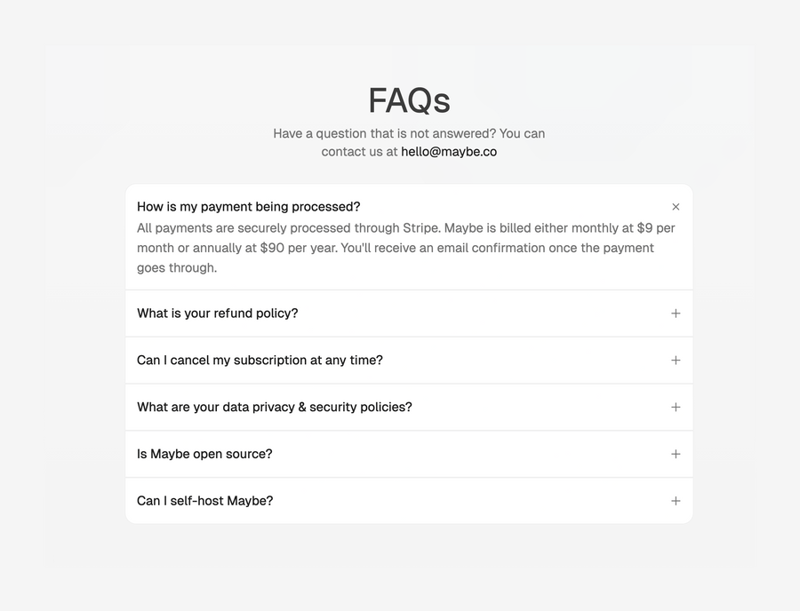 Maybe Finance
				faq ui component