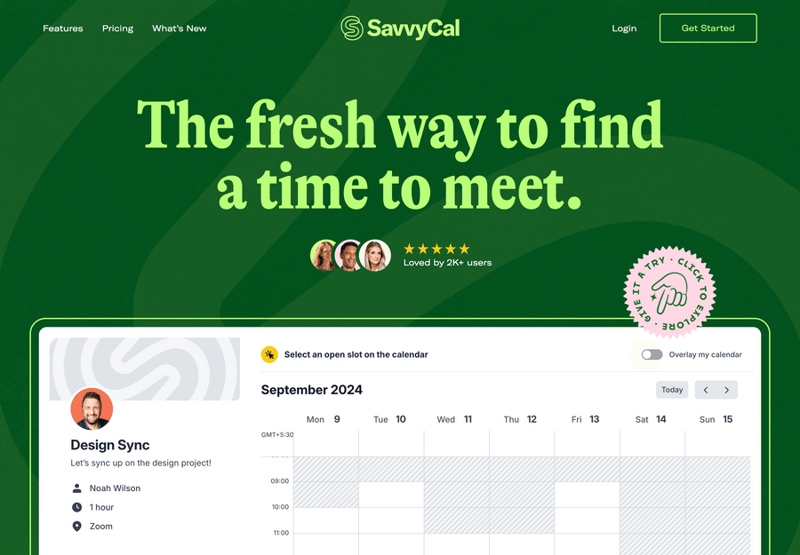 SavvyCal
				hero section ui component