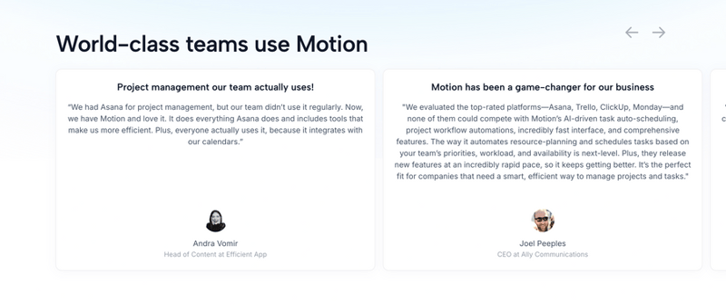 Motion
				testimonial ui component
