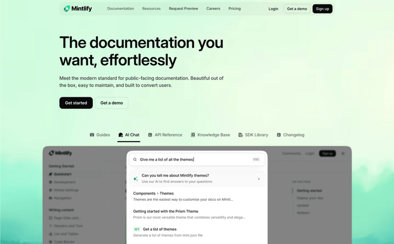 Mintlify
				hero section ui component