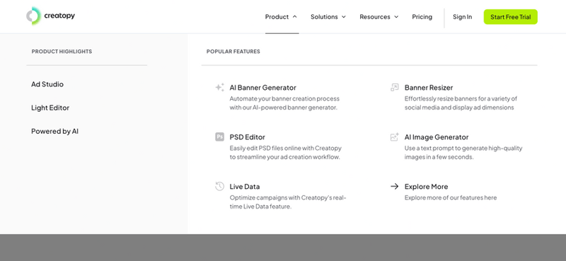 Creatopy
				flyout menu ui component
