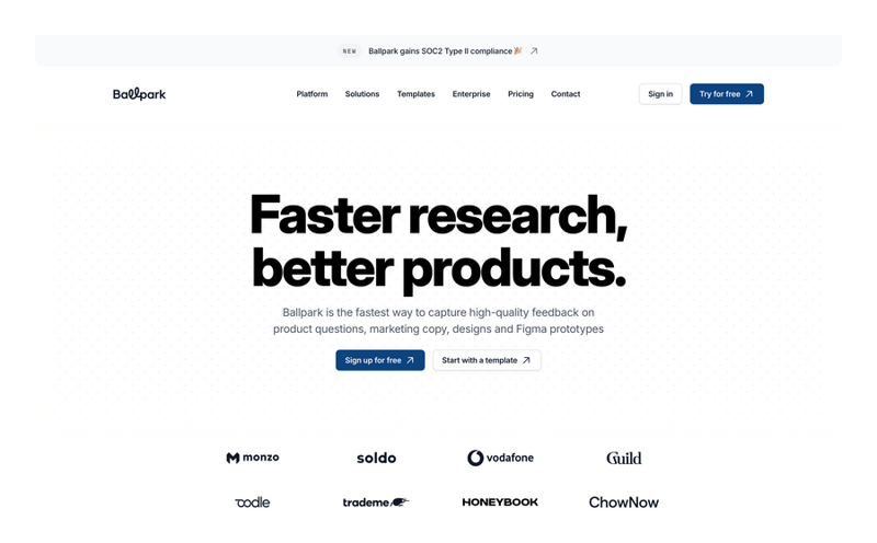 Ballpark
				hero section ui component