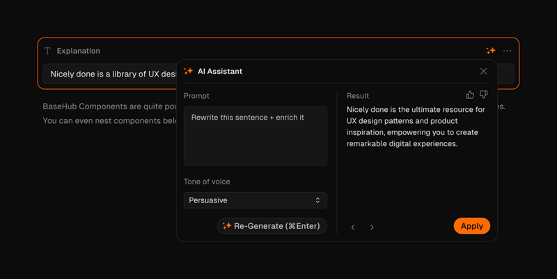 Basehub
				artificial intelligence ui component