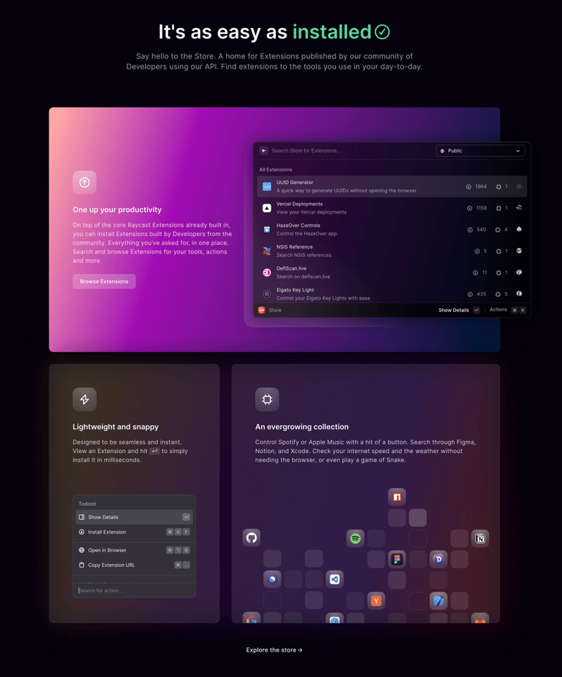 Raycast
				bento box ui component